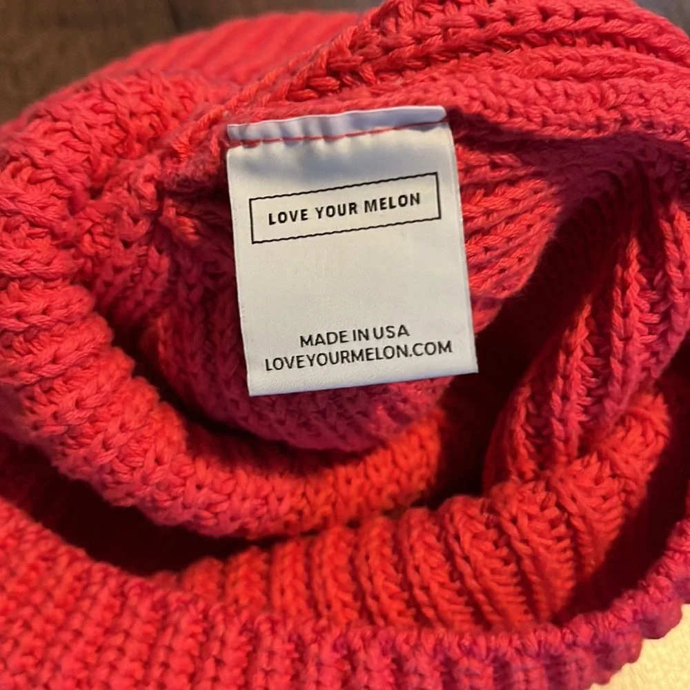 Love Your Melon Knit Slouchy Beanie Hat Adult One Size Set of 2 Pink